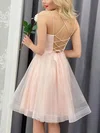 A-line V-neck Tulle Knee-length Homecoming Dresses #Milly020109993