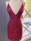 Sheath/Column V-neck Sequined Short/Mini Homecoming Dresses #Milly020110004