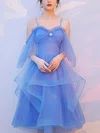A-line Sweetheart Tulle Tea-length Homecoming Dresses With Ruffles #Milly020110009