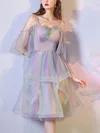 A-line Sweetheart Tulle Tea-length Homecoming Dresses With Ruffles #Milly020110010