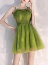 A-line Sweetheart Tulle Short/Mini Homecoming Dresses With Beading #Milly020110014