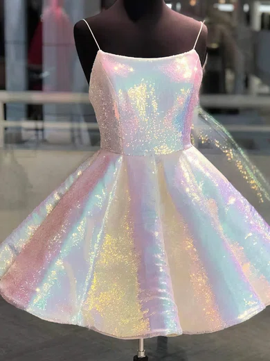 Puffy Skater Glitter Square Neck Homecoming Dresses #Milly020110038
