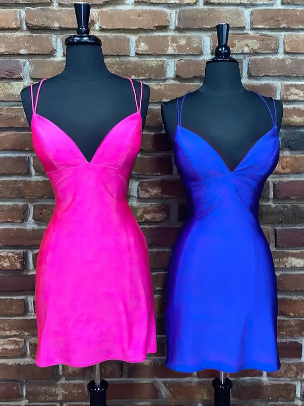 A-line V-neck Silk-like Satin Short/Mini Homecoming Dresses #Milly020110046