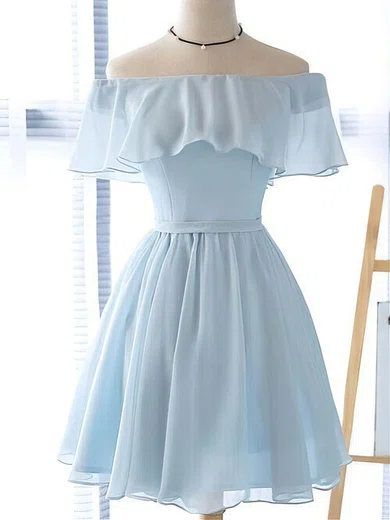 A-line Off-The-Shoulder Chiffon Homecoming Dresses With Cascading Ruffles #Milly020110055