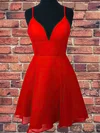 A-line V-neck Chiffon Short/Mini Homecoming Dresses #Milly020110057