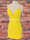 Sheath/Column V-neck Satin Short/Mini Homecoming Dresses #Milly020110060