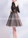 A-line V-neck Lace Tulle Knee-length Homecoming Dresses With Appliques Lace #Milly020110064