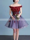 A-line Off-the-shoulder Organza Short/Mini Homecoming Dresses With Flower(s) #Milly020110071