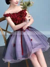 A-line Off-the-shoulder Organza Short/Mini Homecoming Dresses With Flower(s) #Milly020110071