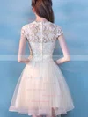 A-line Scoop Neck Lace Tulle Knee-length Homecoming Dresses With Appliques Lace #Milly020110081