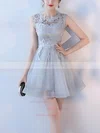 A-line Scoop Neck Lace Organza Short/Mini Homecoming Dresses With Appliques Lace #Milly020110083