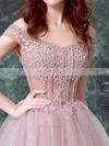A-line Off-the-shoulder Lace Tulle Short/Mini Homecoming Dresses With Appliques Lace #Milly020110085