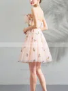 A-line V-neck Tulle Short/Mini Homecoming Dresses With Flower(s) #Milly020110087