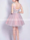 A-line V-neck Tulle Sequined Short/Mini Homecoming Dresses #Milly020110097