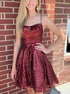 A-line Scoop Neck Sequined Short/Mini Homecoming Dresses #Milly020110400