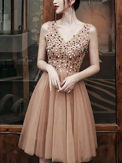 Rose gold 2024 short prom dress