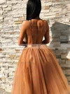A-line V-neck Tulle Tea-length Homecoming Dresses With Appliques Lace #Milly020110464