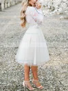 A-line Scoop Neck Lace Tulle Knee-length Homecoming Dresses With Appliques Lace #Milly020110476