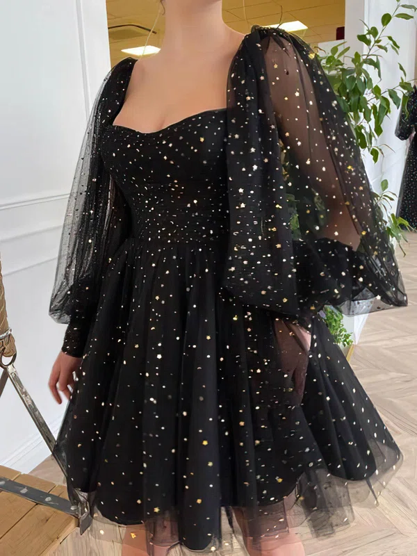 Black Long Sleeve Glitter Mini Dress #Milly020110508