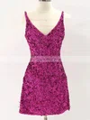Sheath/Column V-neck Sequined Short/Mini Homecoming Dresses #Milly020110284