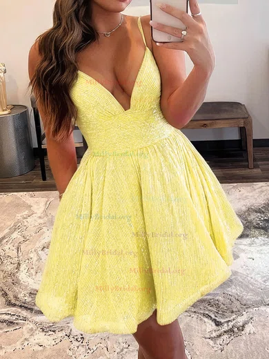 Sparkly Skater Sequin Lace-up Homecoming Dresses