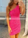 Sheath/Column One Shoulder Sequined Short/Mini Homecoming Dresses #Milly020110294