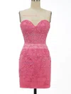 Sheath/Column Sweetheart Tulle Short/Mini Homecoming Dresses With Appliques Lace #Milly020110297