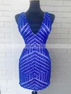 Sheath/Column V-neck Sequined Short/Mini Homecoming Dresses #Milly020110300