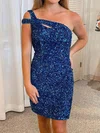 Sparkly Bodycon Sequin One Shoulder Cut Out Homecoming Dresses #Milly020110301