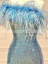 Sheath/Column One Shoulder Sequined Short/Mini Homecoming Dresses With Feathers / Fur #Milly020110324