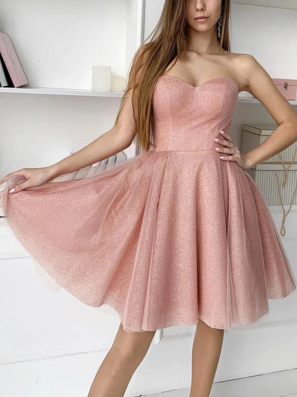 A-line Sweetheart Glitter Short/Mini Homecoming Dresses #Milly020110186