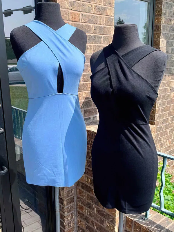 Sheath/Column V-neck Jersey Short/Mini Homecoming Dresses #Milly020110197