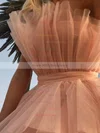 A-line Strapless Tulle Short/Mini Homecoming Dresses With Sashes / Ribbons #Milly020110200