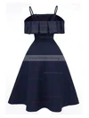 A-line Square Neckline Satin Knee-length Homecoming Dresses With Cascading Ruffles #Milly020110204