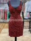 Sheath/Column V-neck Sequined Short/Mini Homecoming Dresses #Milly020110574