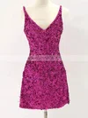 Sheath/Column V-neck Sequined Short/Mini Homecoming Dresses #Milly020110574