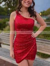 Sheath/Column One Shoulder Sequined Short/Mini Homecoming Dresses #Milly020110587