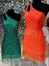 Sheath/Column One Shoulder Sequined Short/Mini Homecoming Dresses #Milly020110596
