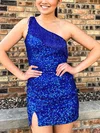 Sheath/Column One Shoulder Sequined Short/Mini Homecoming Dresses With Split Front #Milly020110612