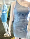 Sheath/Column One Shoulder Jersey Short/Mini Homecoming Dresses With Beading #Milly020110629