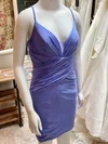 Sheath/Column V-neck Silk-like Satin Short/Mini Homecoming Dresses With Ruffles #Milly020110650
