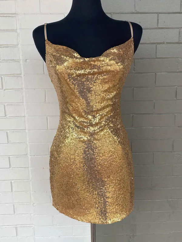 Sheath/Column Cowl Neck Sequined Short/Mini Homecoming Dresses #Milly020110655
