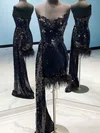 Sheath/Column V-neck Sequined Short/Mini Homecoming Dresses With Feathers / Fur #Milly020110660