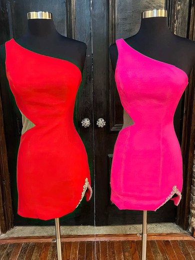 Red One Shoulder Bodycon Mini Dress #Milly020110665