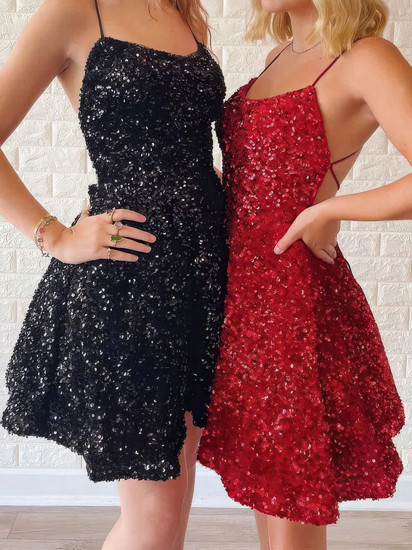 Sparkly Skater Sequin Square Neck Homecoming Dresses #Milly020110669