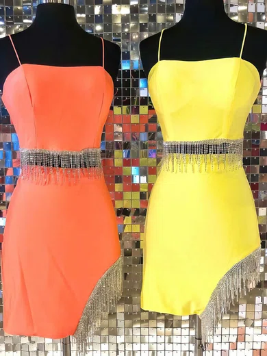 Asymmetrical Fringe Trim Bodycon Homecoming Dresses #Milly020110678