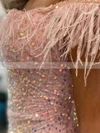 Sheath/Column Off-the-shoulder Sequined Short/Mini Homecoming Dresses With Feathers / Fur #Milly020110688