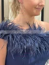 Sheath/Column One Shoulder Stretch Crepe Short/Mini Homecoming Dresses With Feathers / Fur #Milly020110700