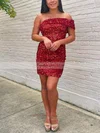 Sheath/Column Off-the-shoulder Sequined Short/Mini Homecoming Dresses #Milly020110710