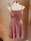 A-line Square Neckline Sequined Short/Mini Homecoming Dresses #Milly020110780
